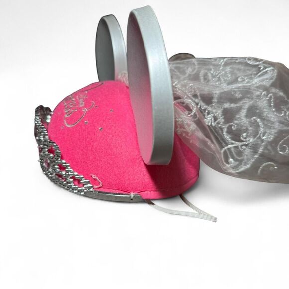 Disney Parks Princess Bridal Minnie Mouse Ears Hat with Veil – Pink Tiara Heart - Picture 6 of 7